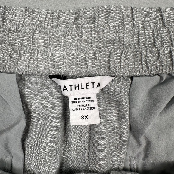 Athleta 100% Linen Retreat Wide Leg Pants‎ Womens 3X Relaxed Fit High Rise Gray - Picture 2 of 11